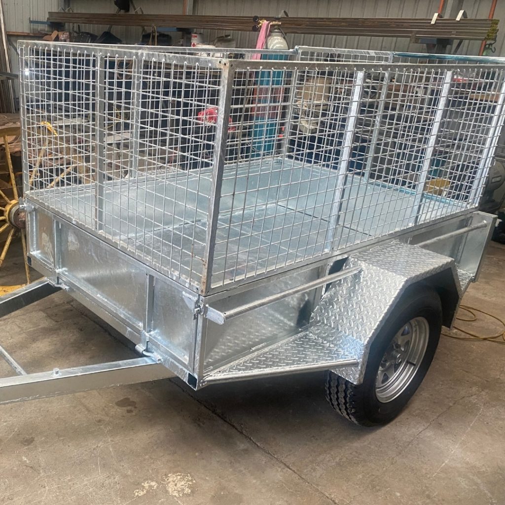 Single axle trailer with a cage
