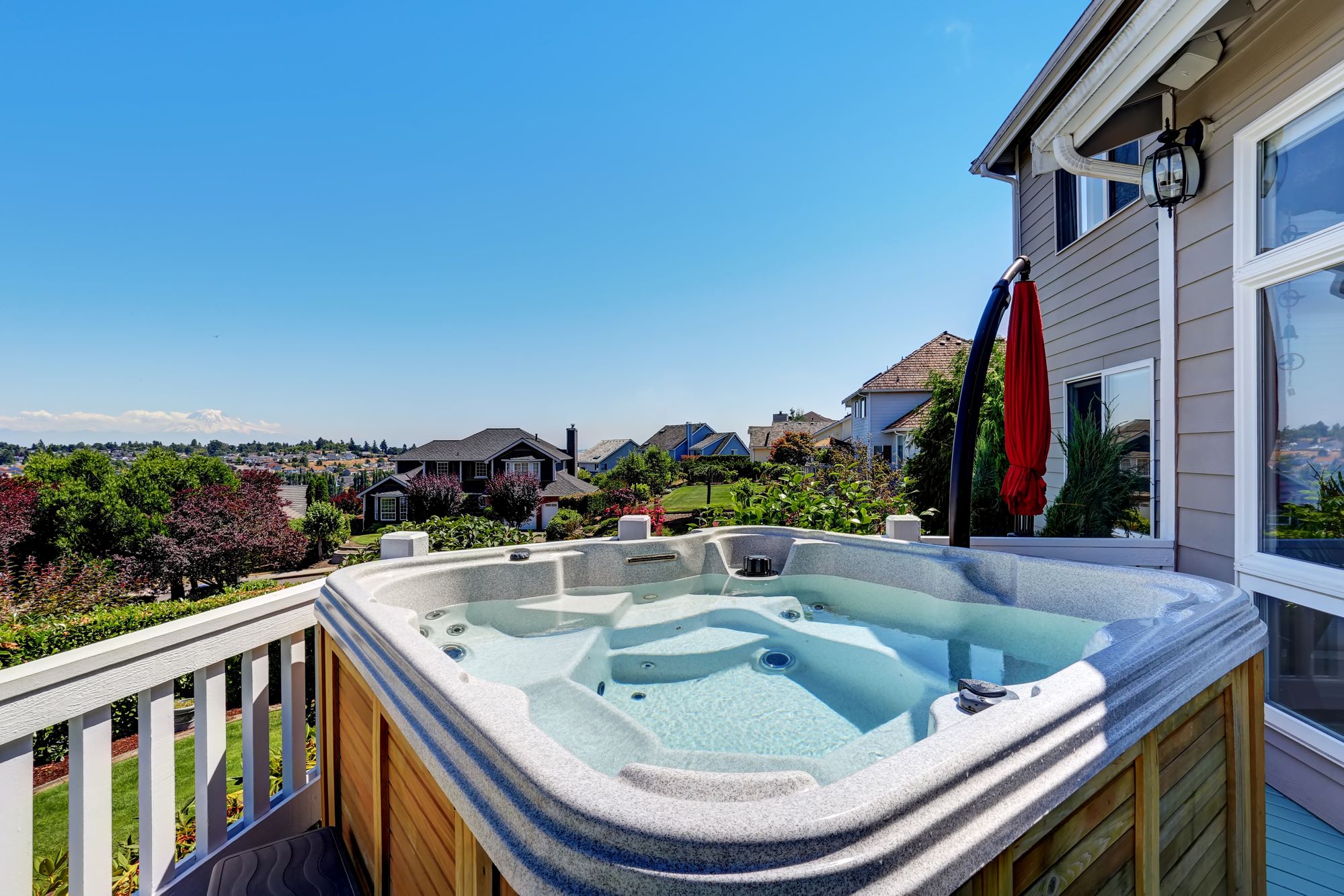 Photo of a spa pool outside a home