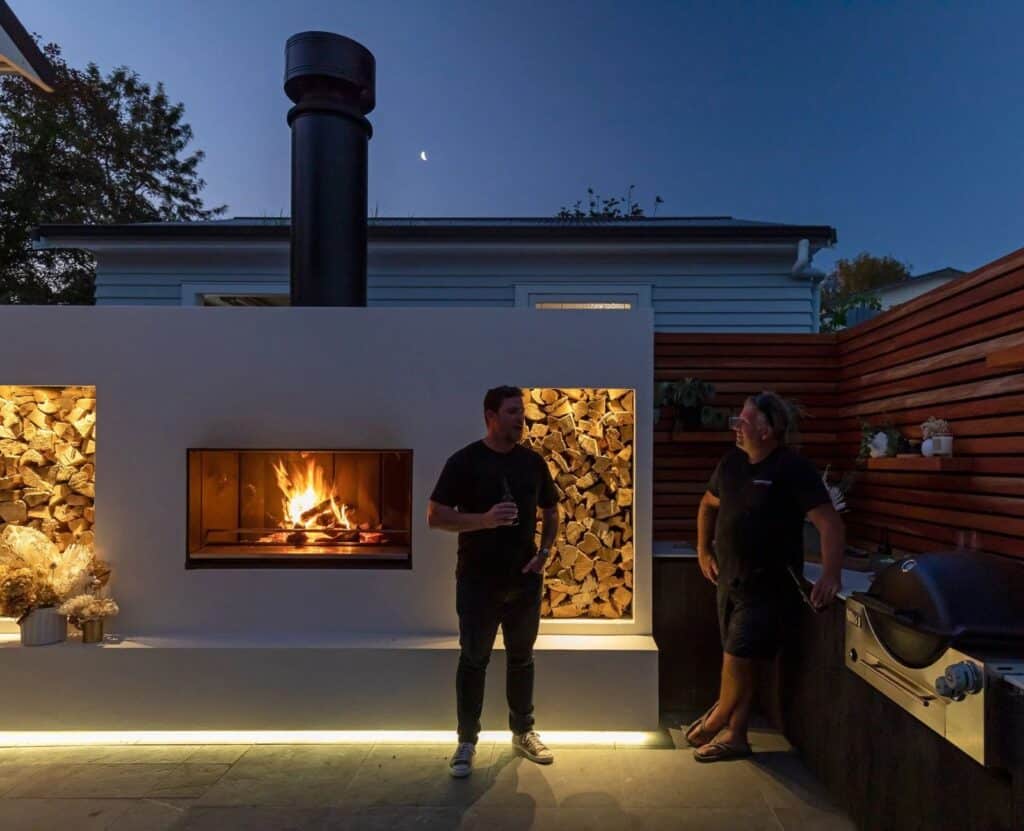 New outdoor fireplace