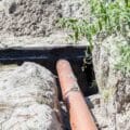 Construction site of a new concrete septic tank