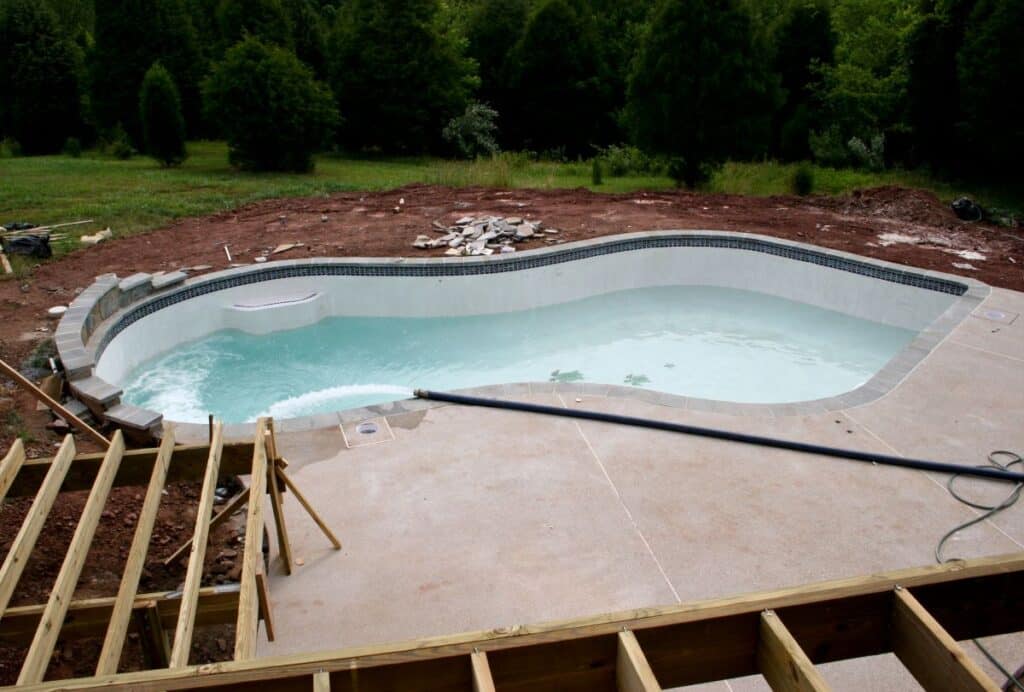 building a deck by a pool