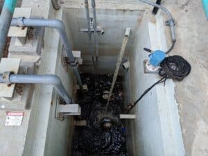 Waste water pit on water treatment plant