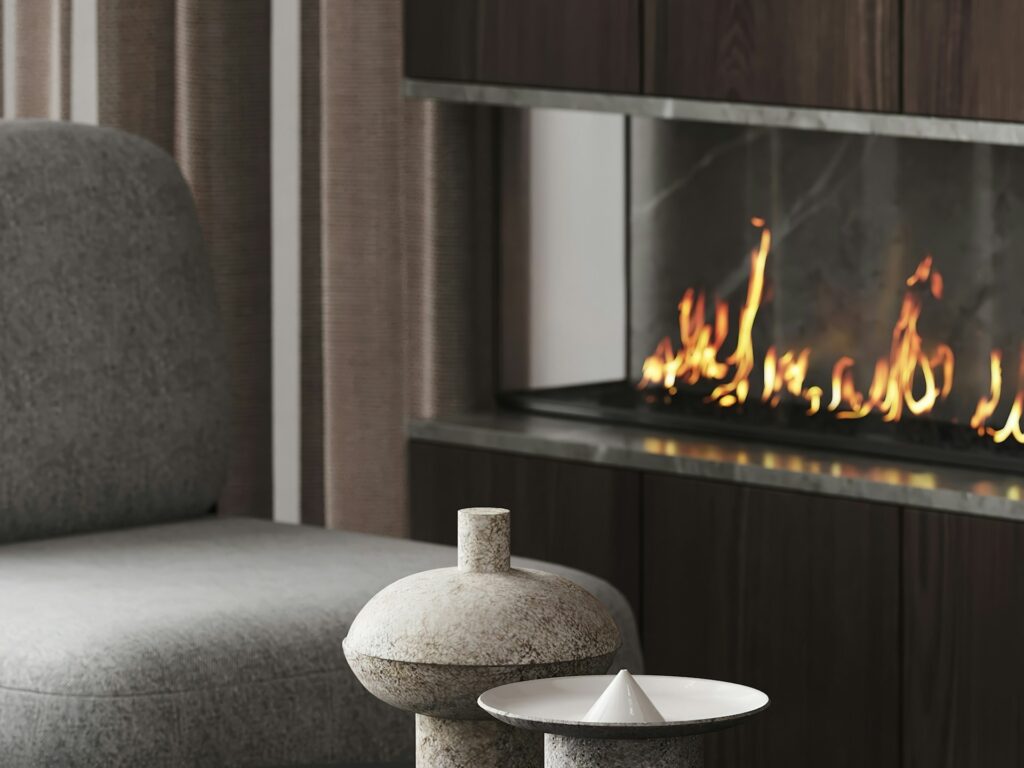 double sided fireplace in lounge