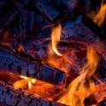 closeup of firewood burning