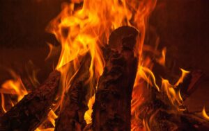 burning wood