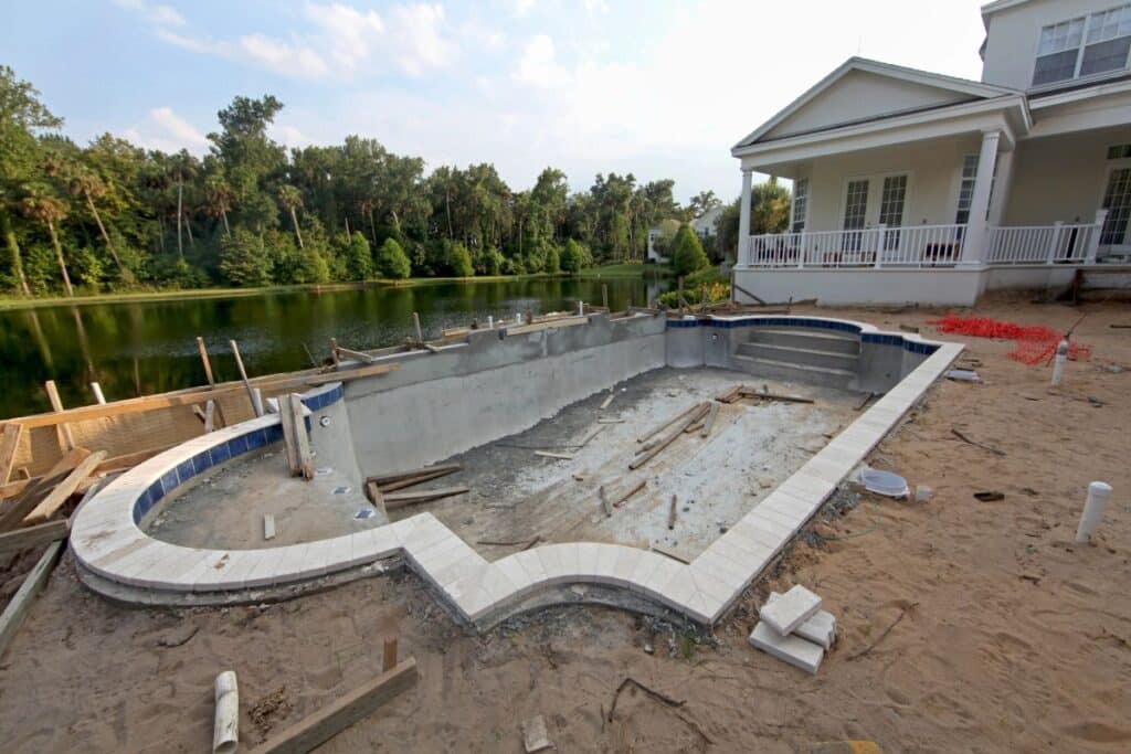 concrete pool under construction